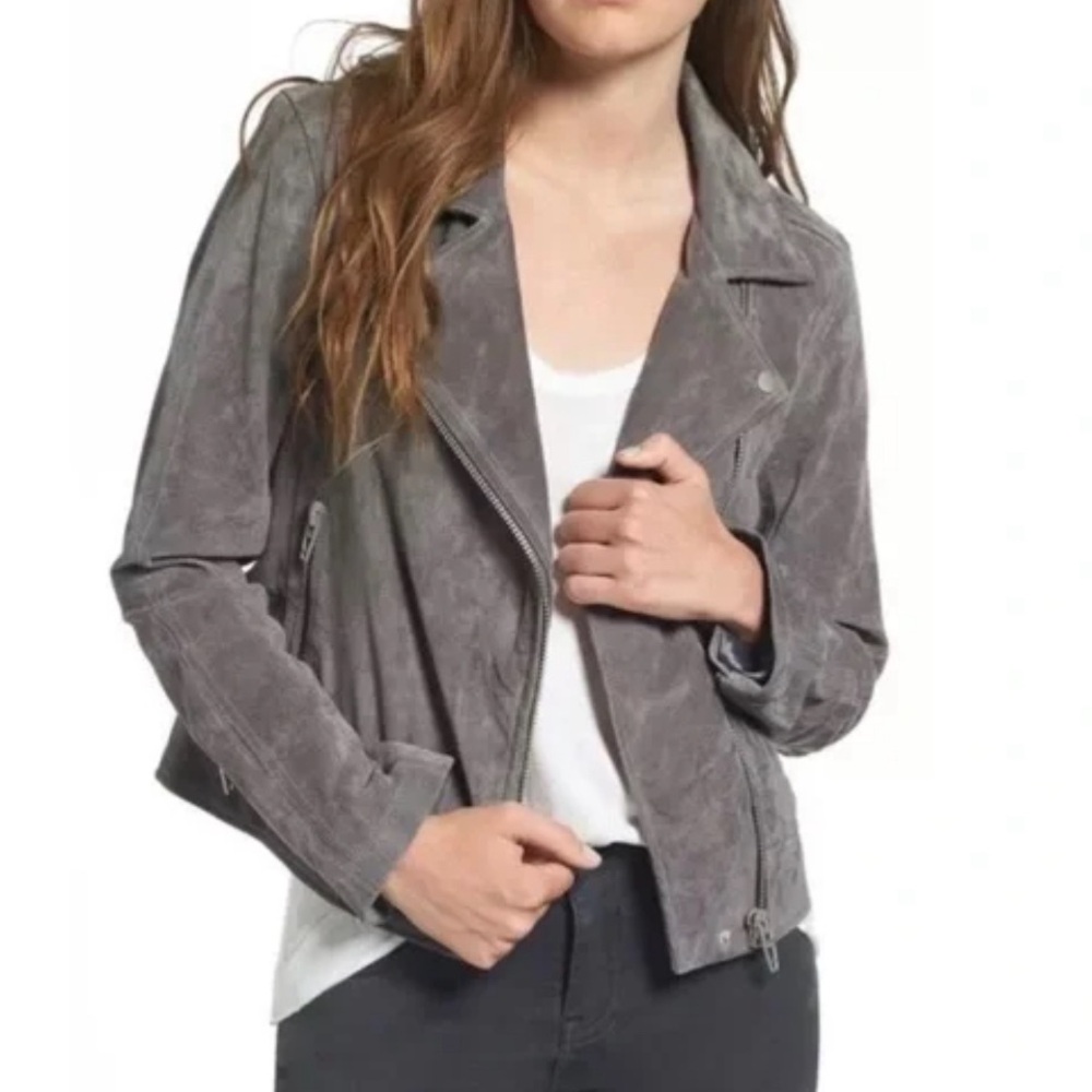 BLANK NYC grey suede moto jacket